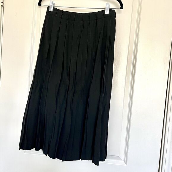 Jennifer Reed Concept Women Size Medium Solid Black Pleated Skirt A Line Modest - Picture 5 of 11